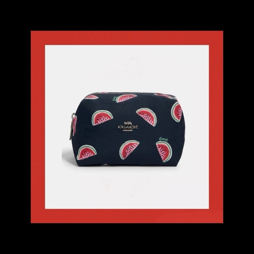 COACH Small Boxy Cosmetic Case Pouch With Watermelon Print NWT